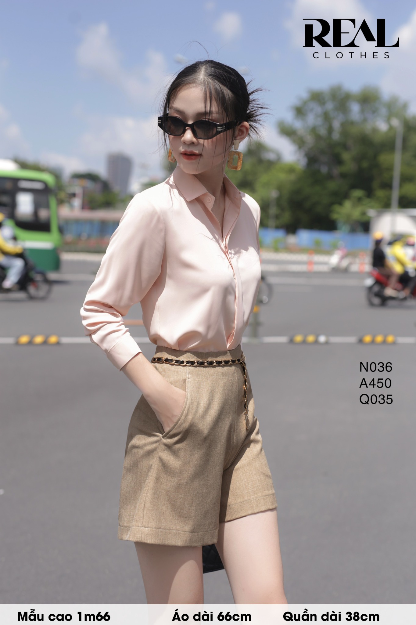 Sơ mi cổ mềm cam nhạt MỚI