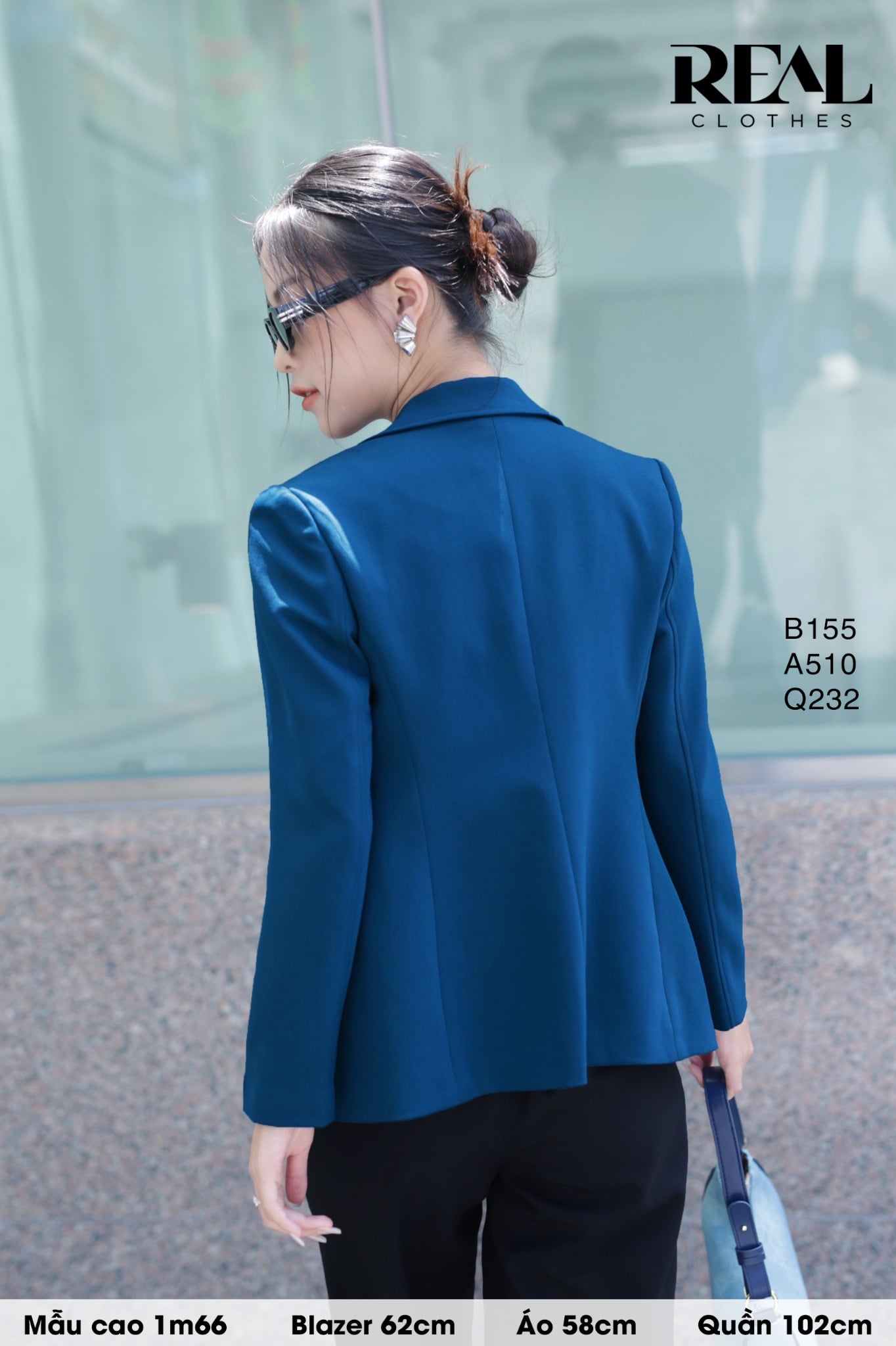 Blazer 2 lớp xanh cổ vịt