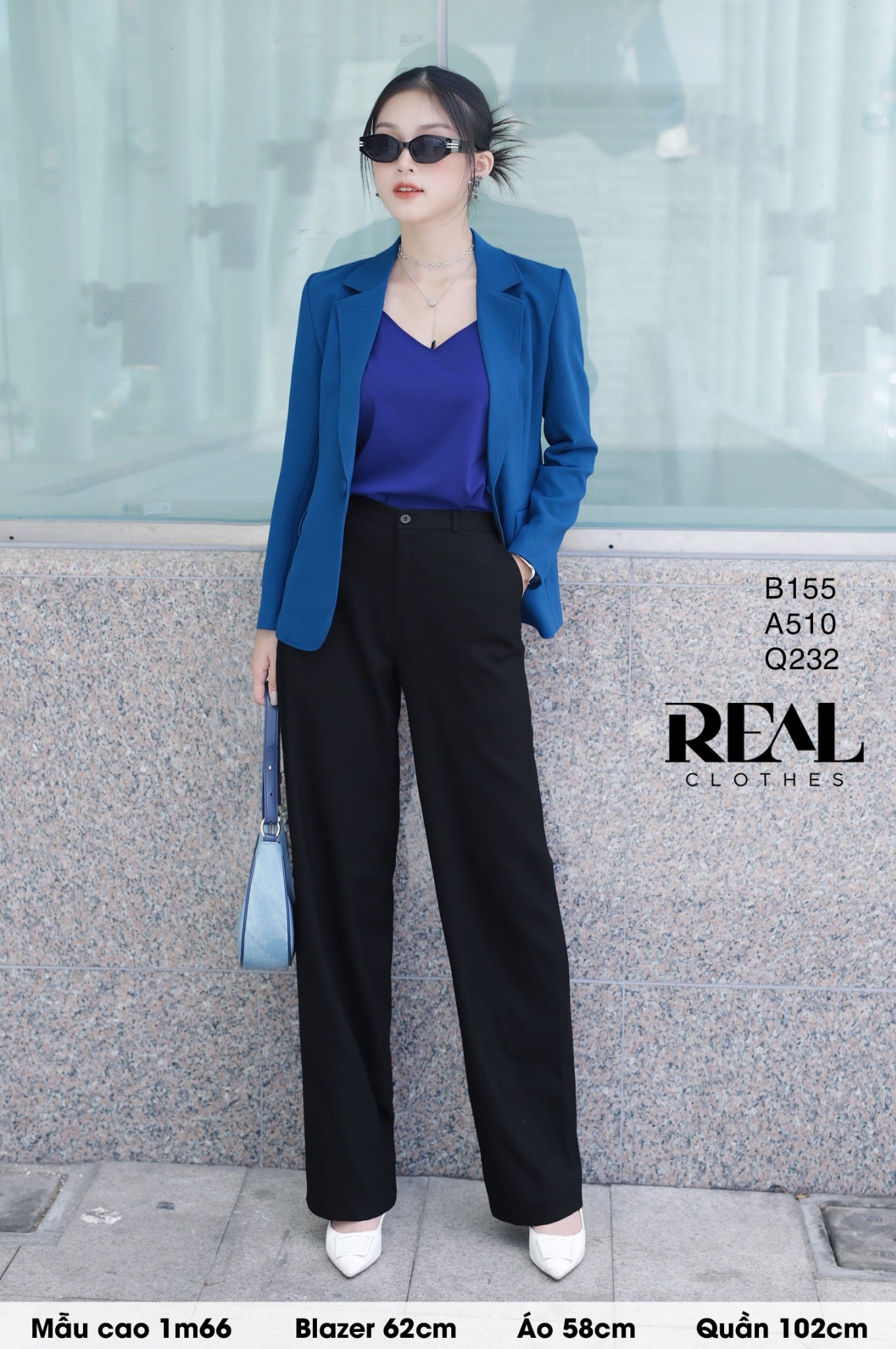 Blazer 2 lớp xanh cổ vịt