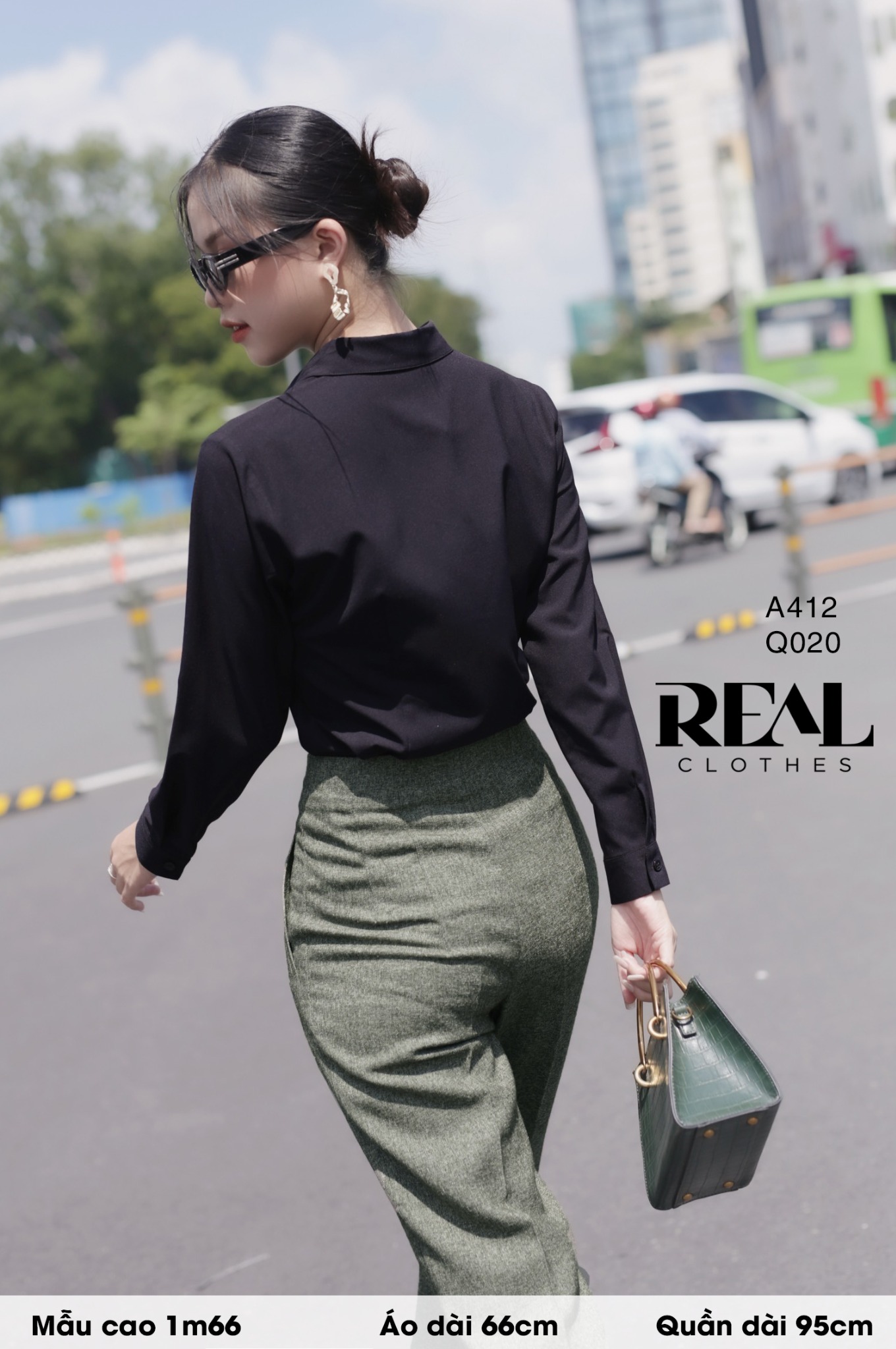 Sơ mi chít eo nano đen - size XS