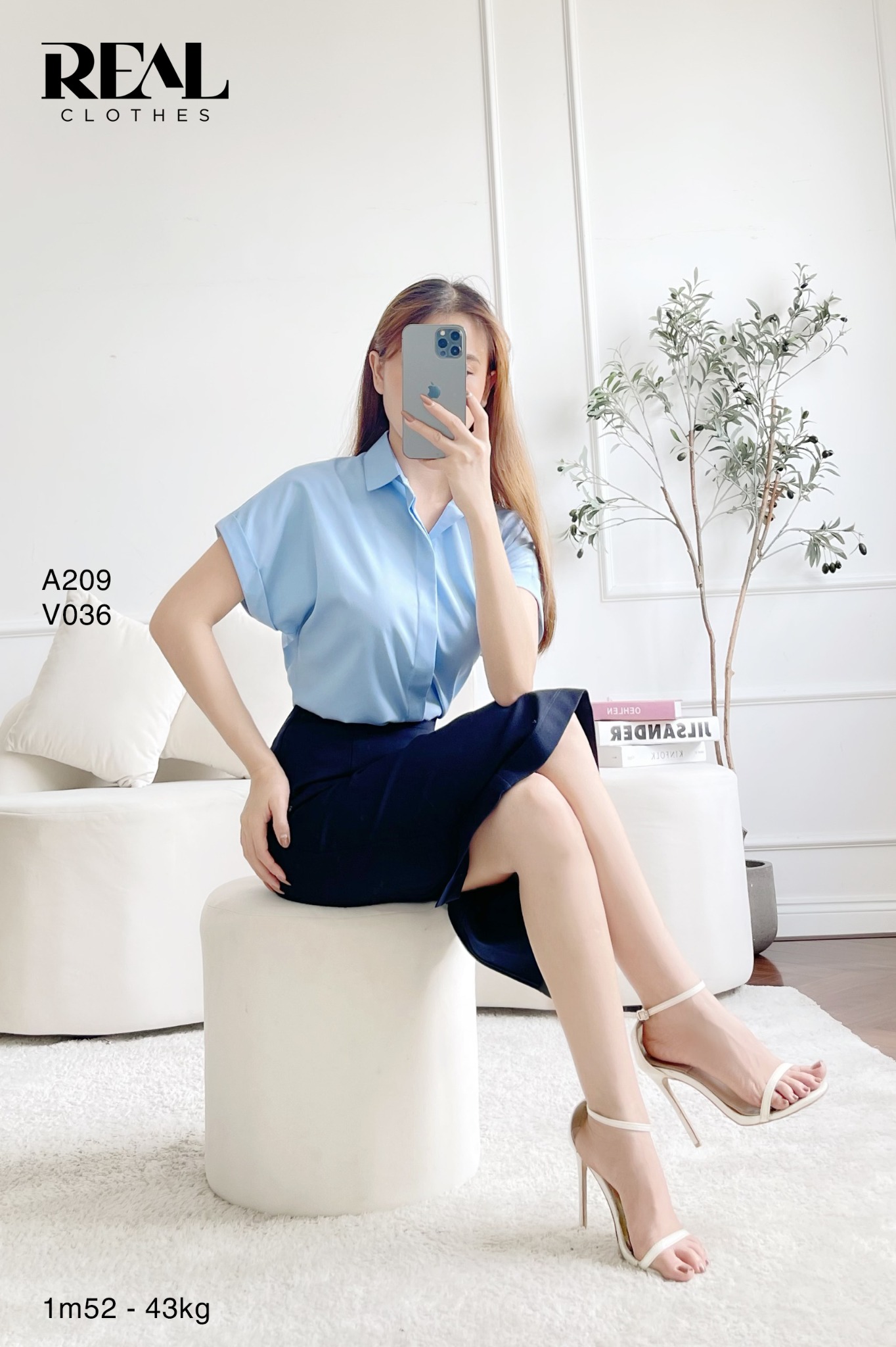 Sơ mi cánh dơi blue