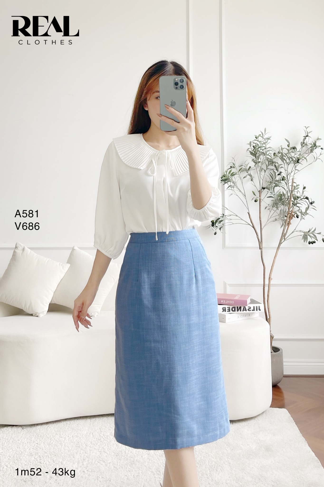 Áo cổ xếp trắng FINAL SALE