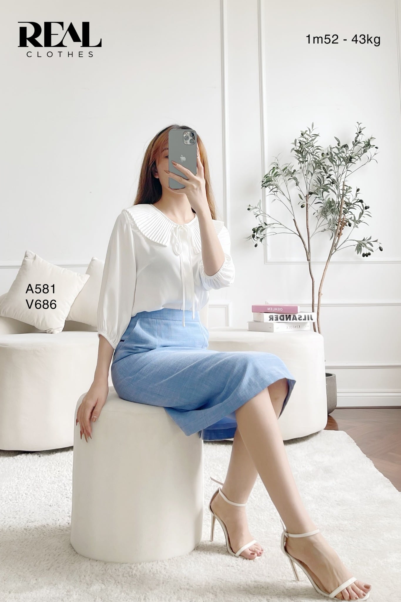 Áo cổ xếp trắng FINAL SALE