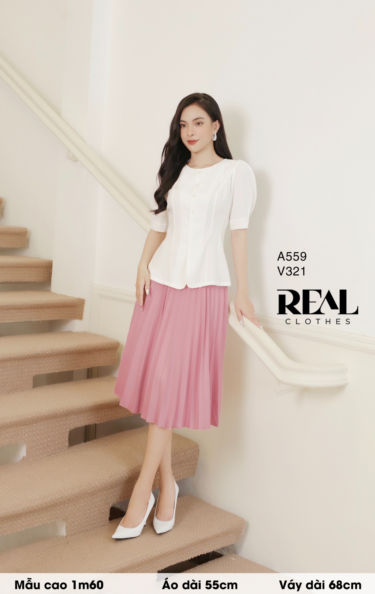 Váy rẻ quạt hồng FINAL SALE