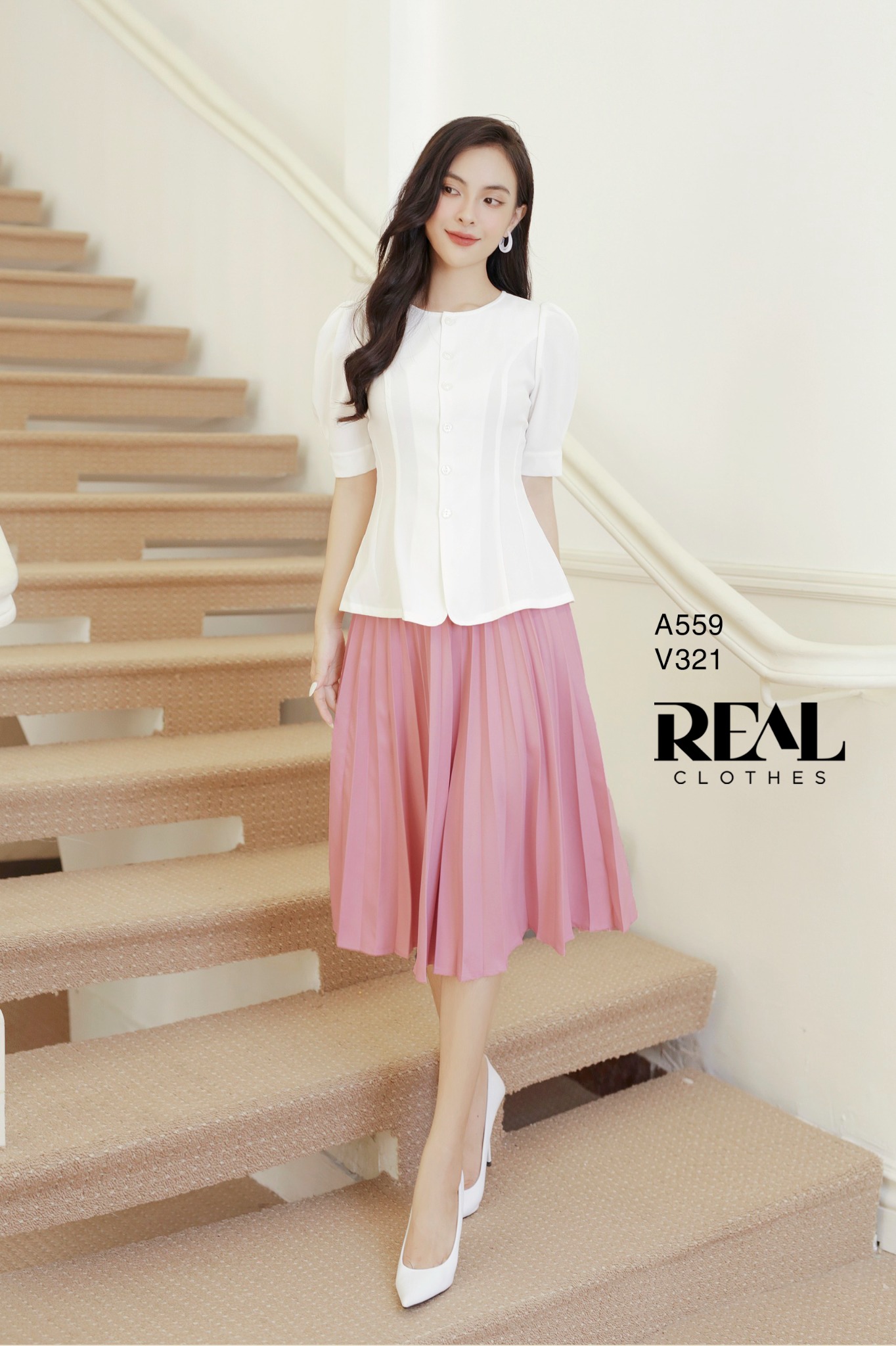 Váy rẻ quạt hồng FINAL SALE