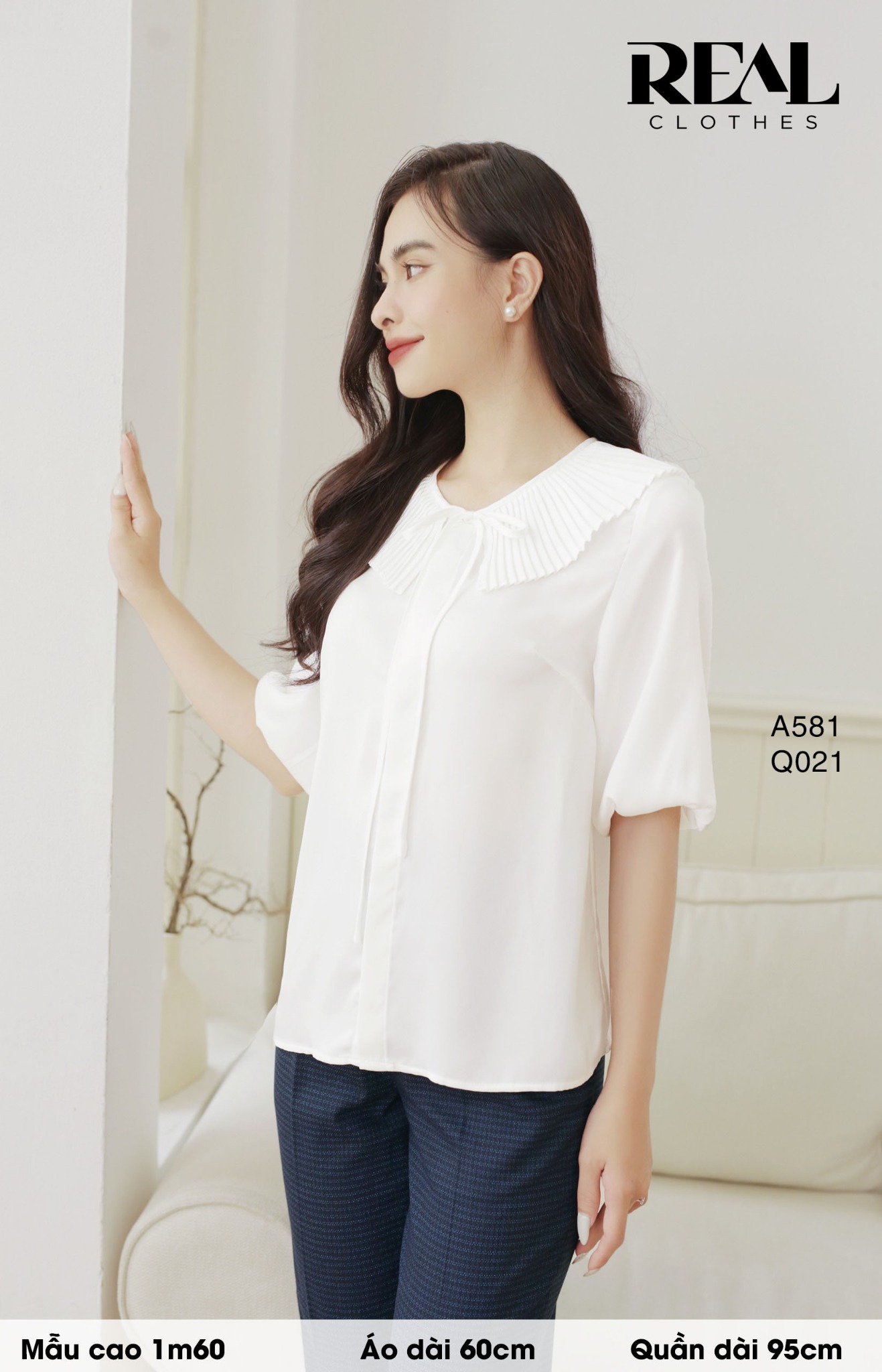 Áo cổ xếp trắng FINAL SALE