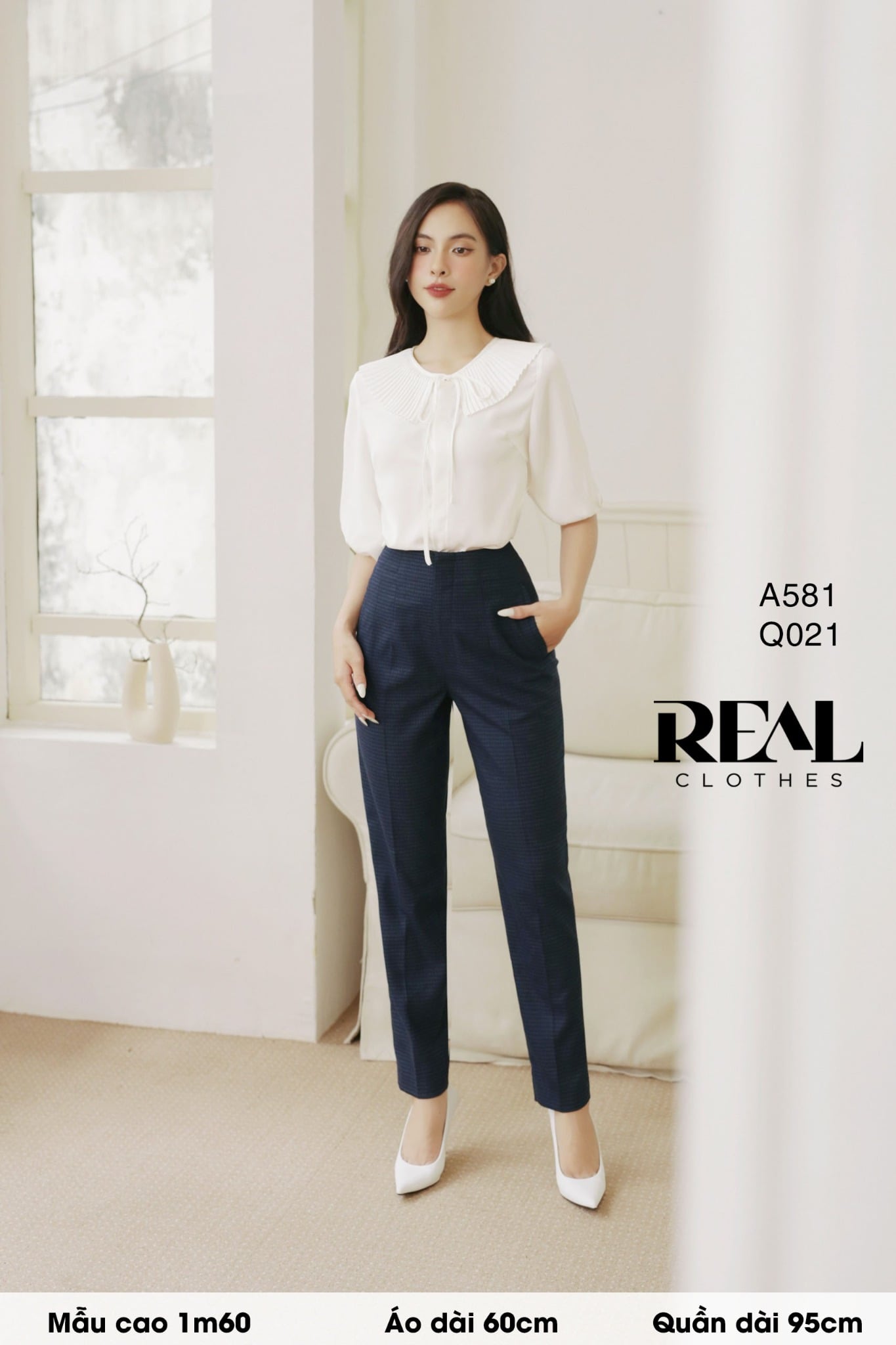 Áo cổ xếp trắng FINAL SALE