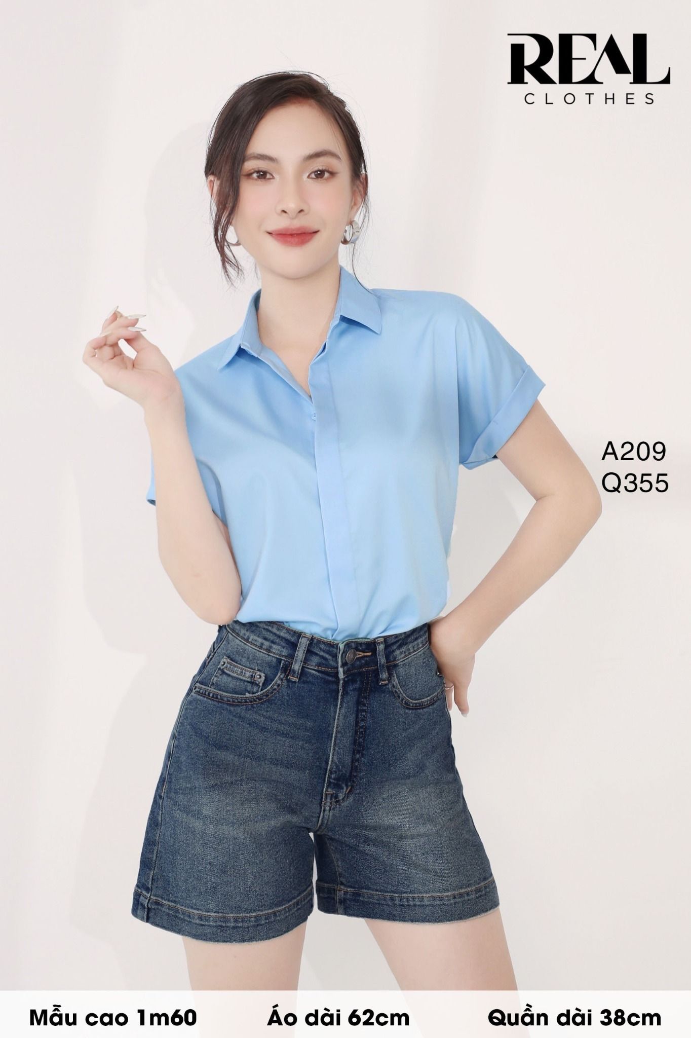  Quần short jeans xanh đậm 