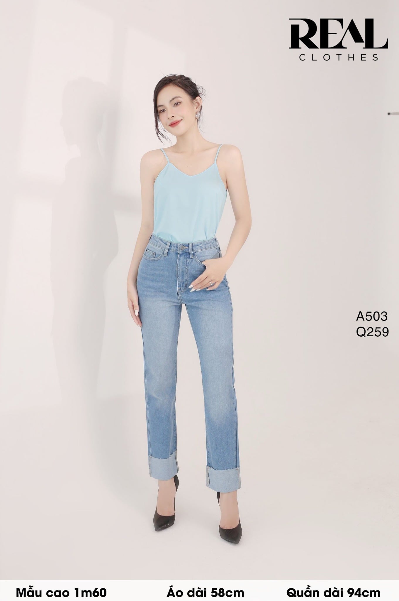 Áo 2 dây blue SALE - size XS