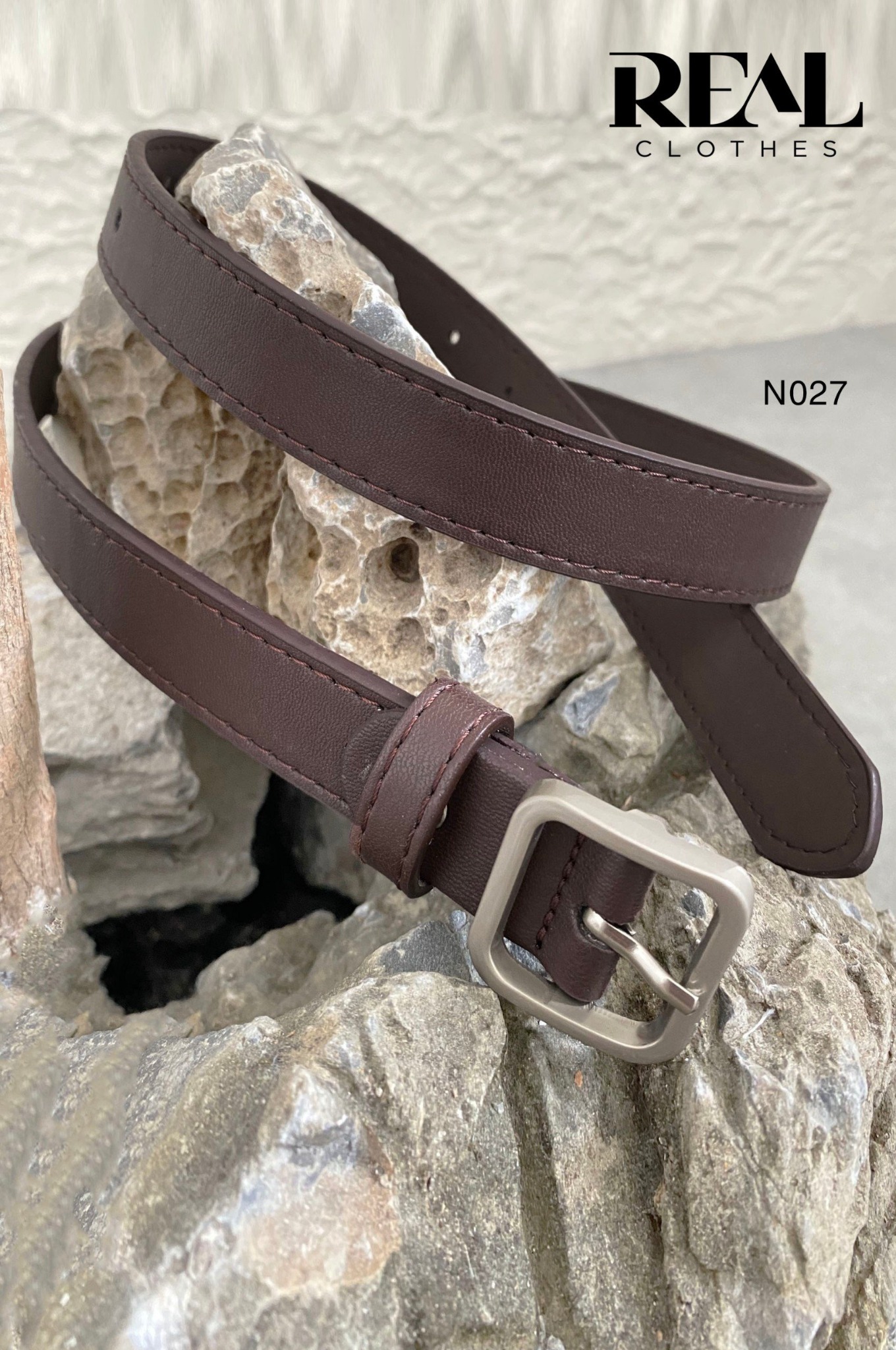 Nịt vuông bạc đen / bạc nâu