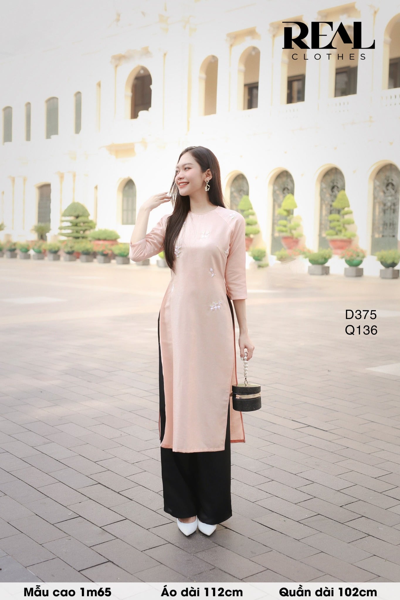 Áo dài cách tân orange hoa rơi