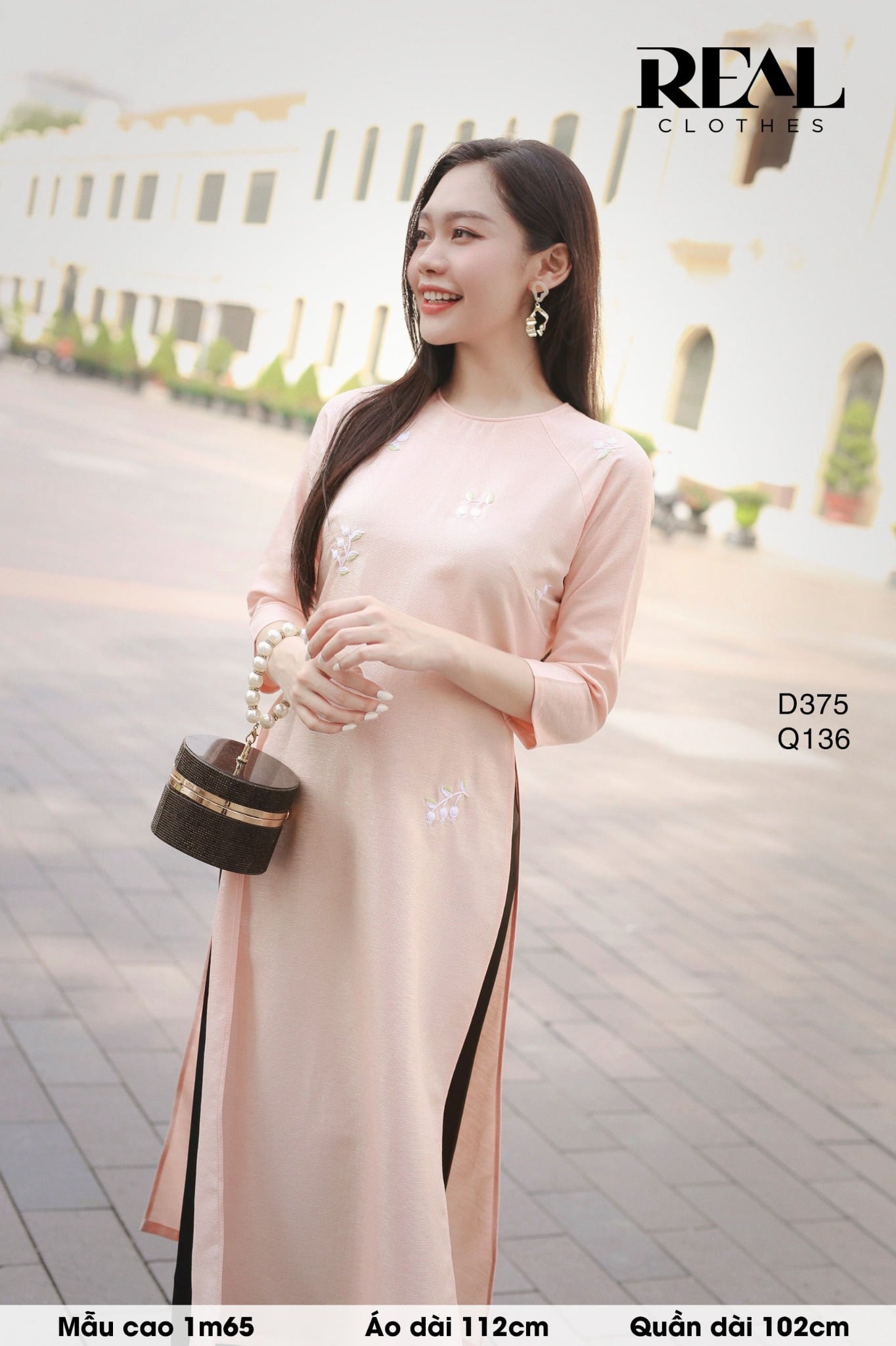 Áo dài cách tân orange hoa rơi