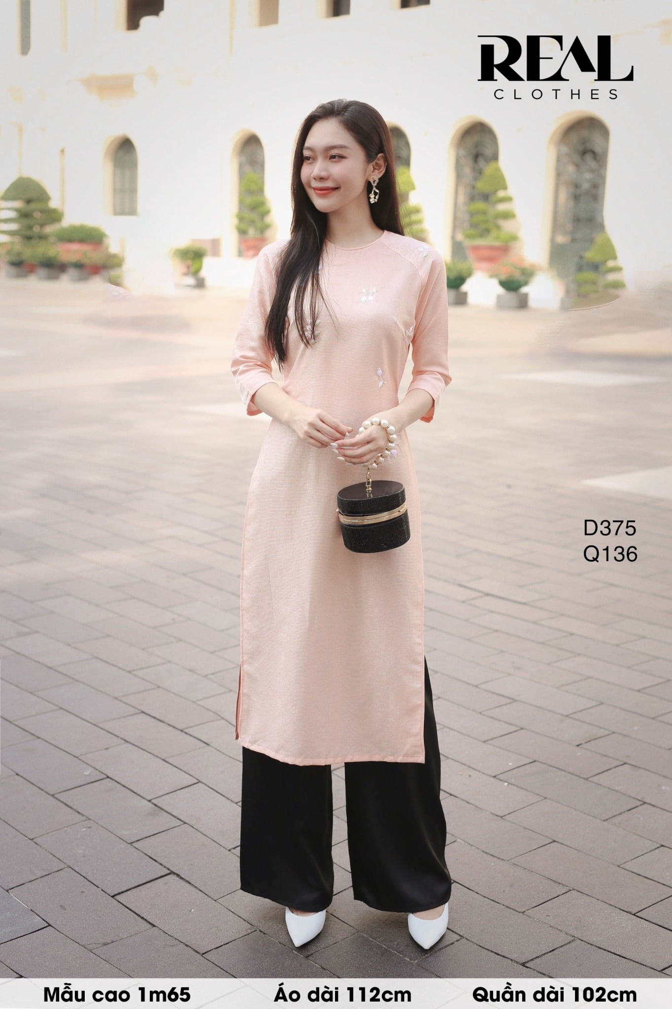 Áo dài cách tân orange hoa rơi