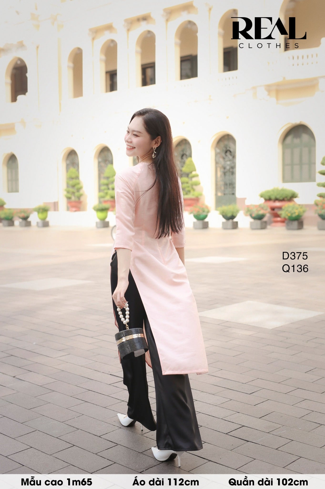 Áo dài cách tân orange hoa rơi