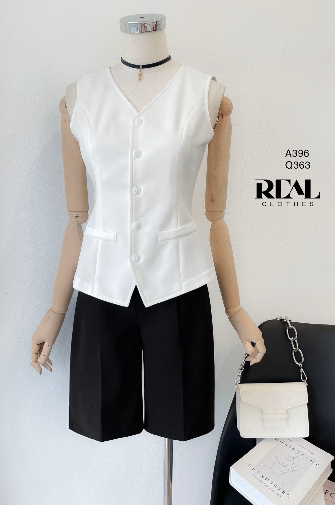 Áo kiểu ghile trắng