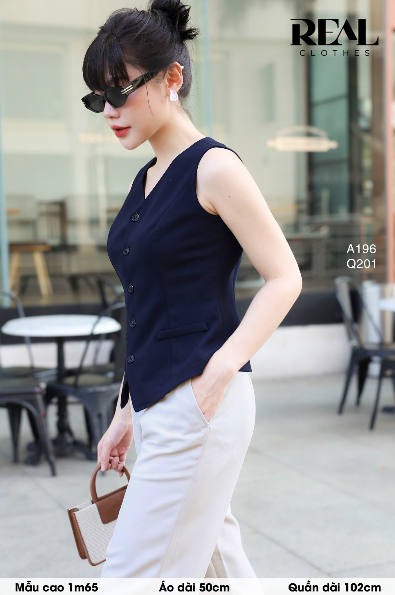 Áo kiểu ghile xanh đen