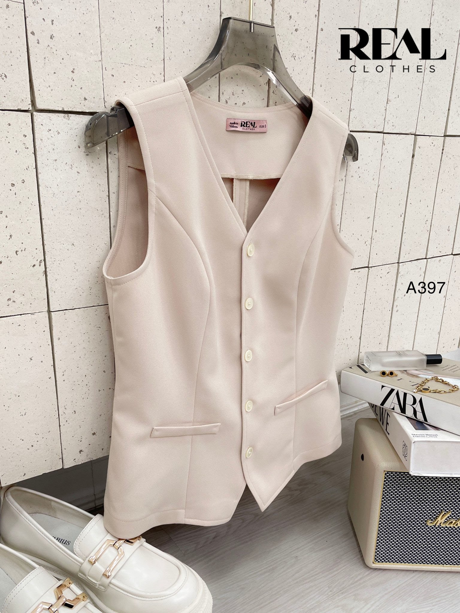 Áo kiểu ghile nude