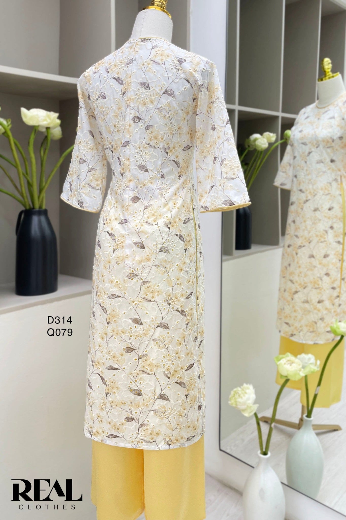 Áo dài cách tân thanh mai vàng