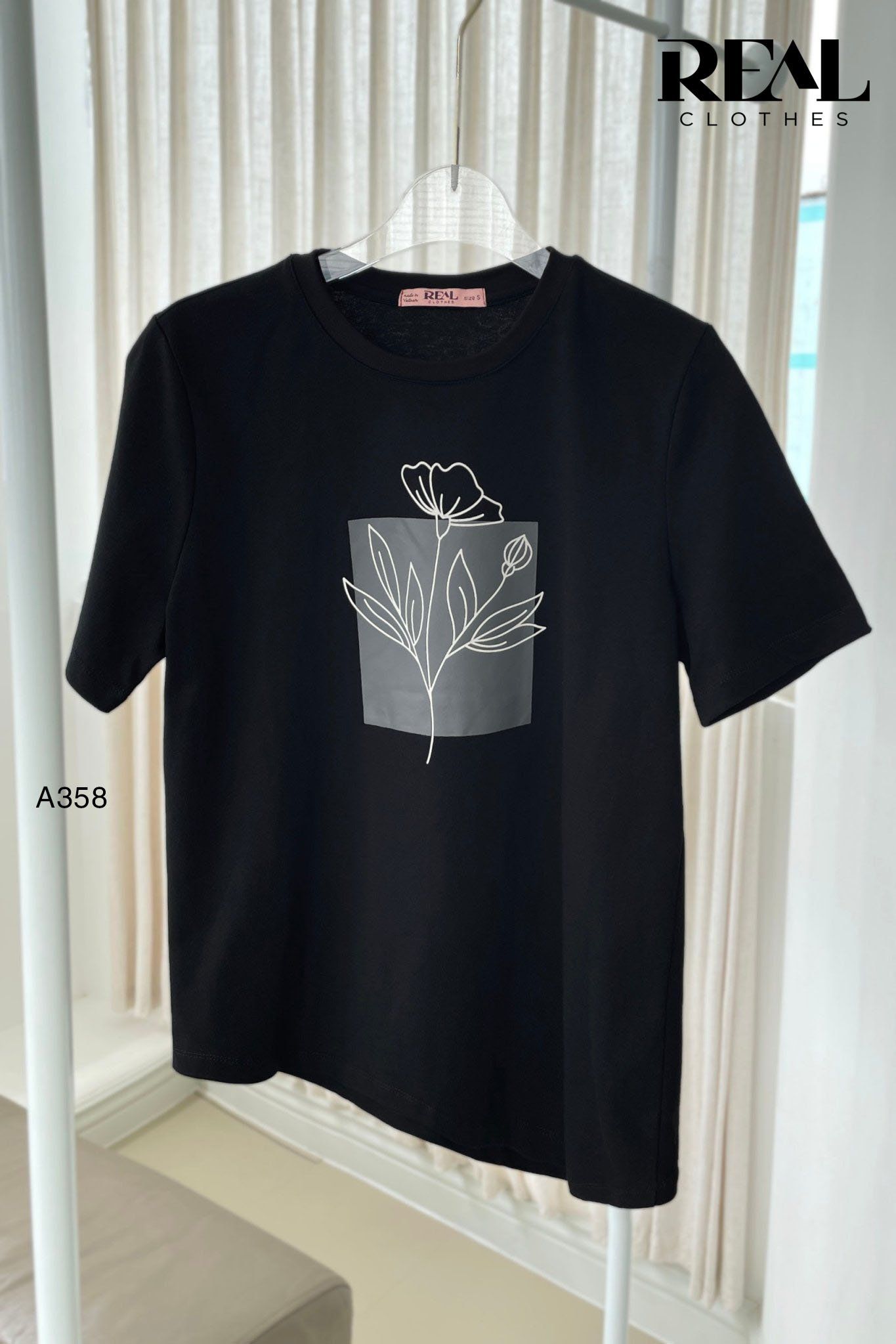  Áo thun cotton đen PRINT 