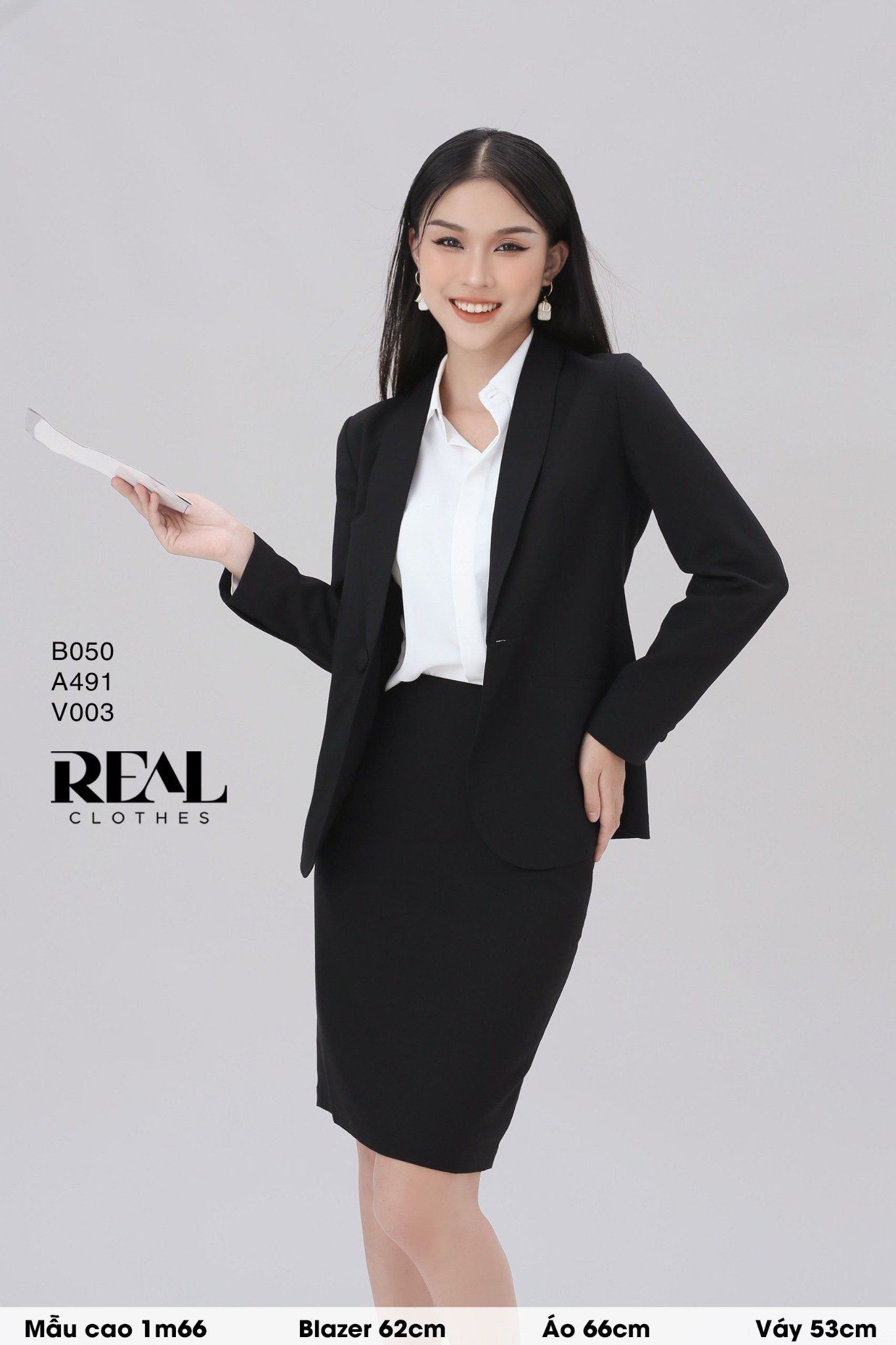  Blazer dài tay dài đen 