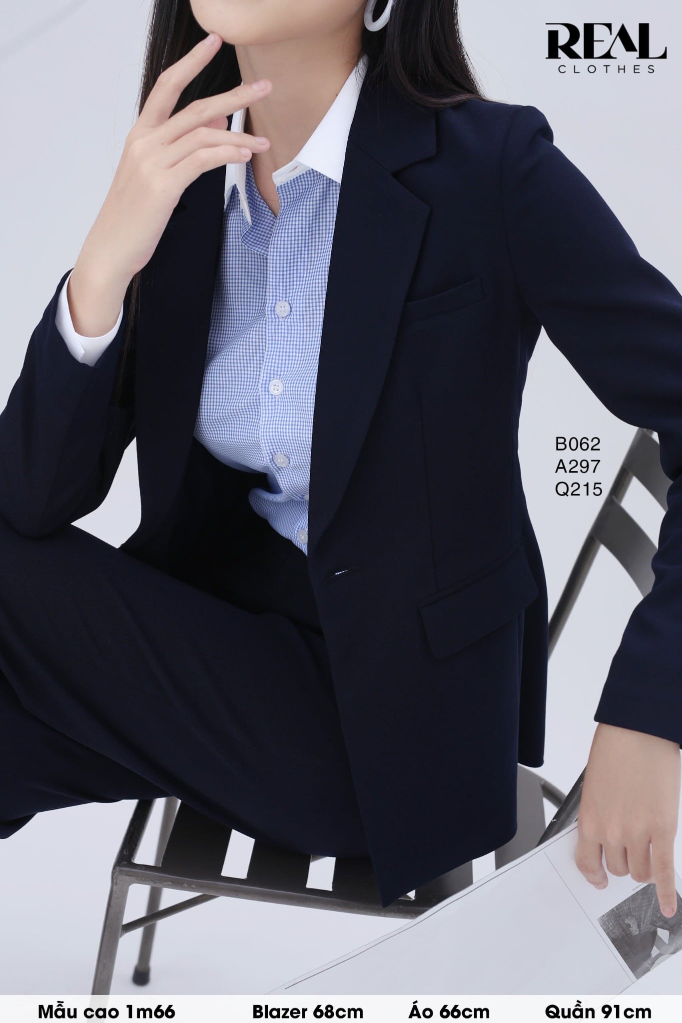 Blazer Clara cindy xanh đen