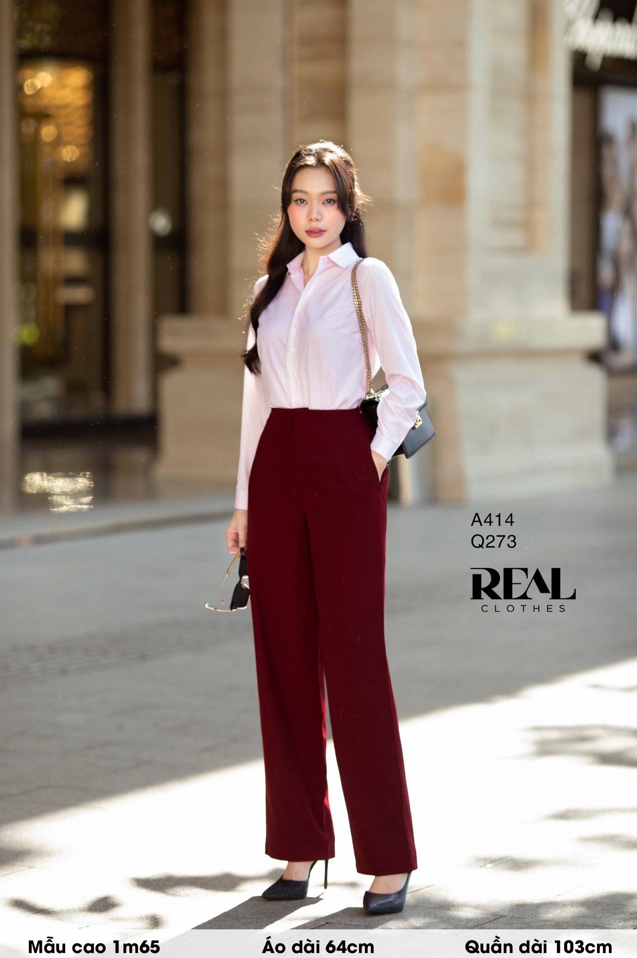 Sơ mi cổ Đức sọc hồng SALE - size XS