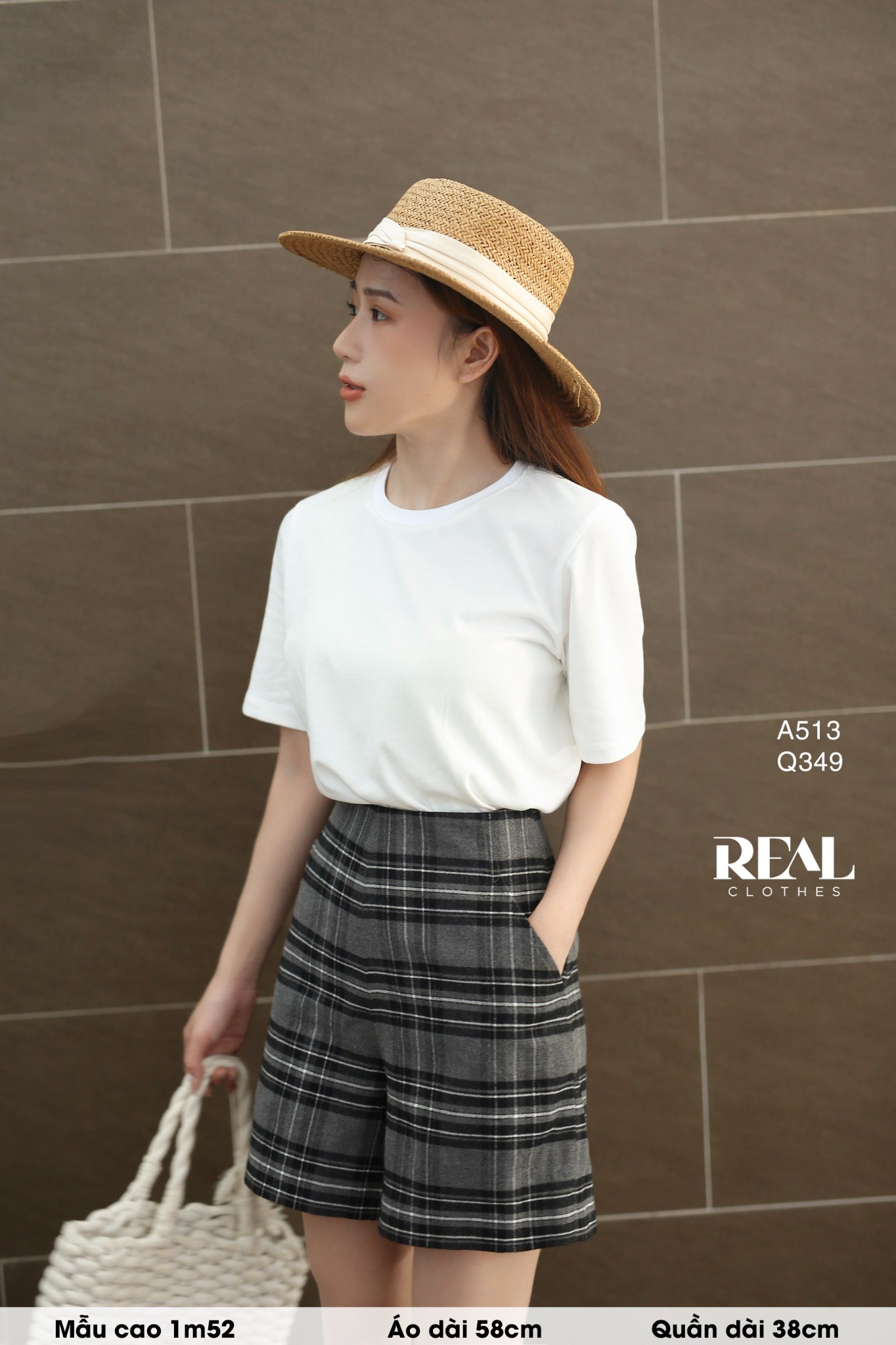 Quần short hè caro xám SALE