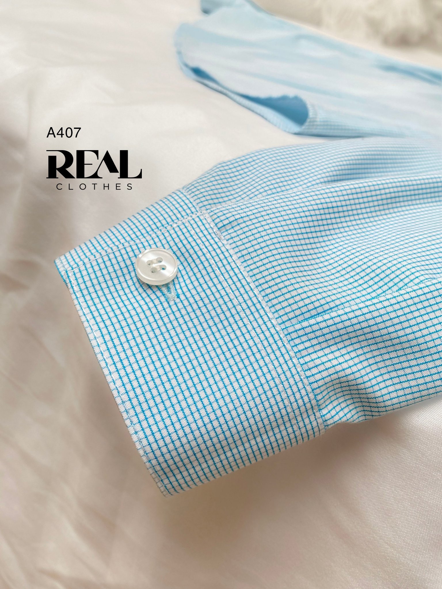 Sơ mi cổ Đức caro mint