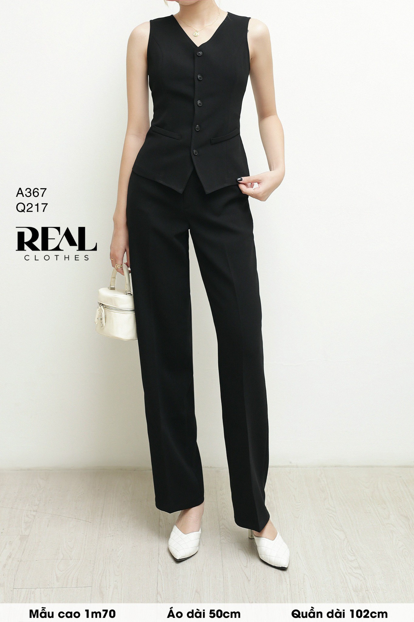 Áo kiểu ghile đen