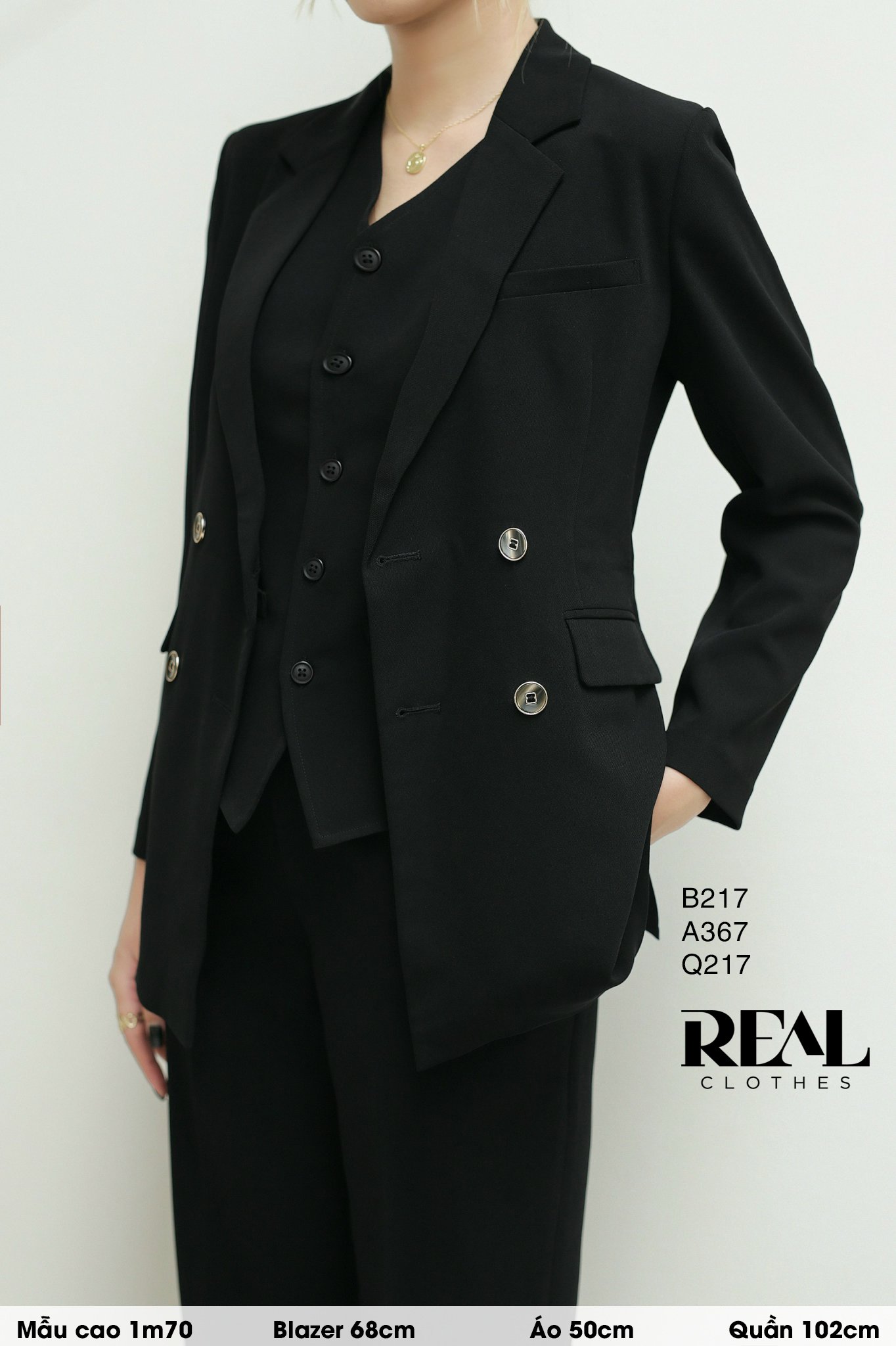 Áo kiểu ghile đen