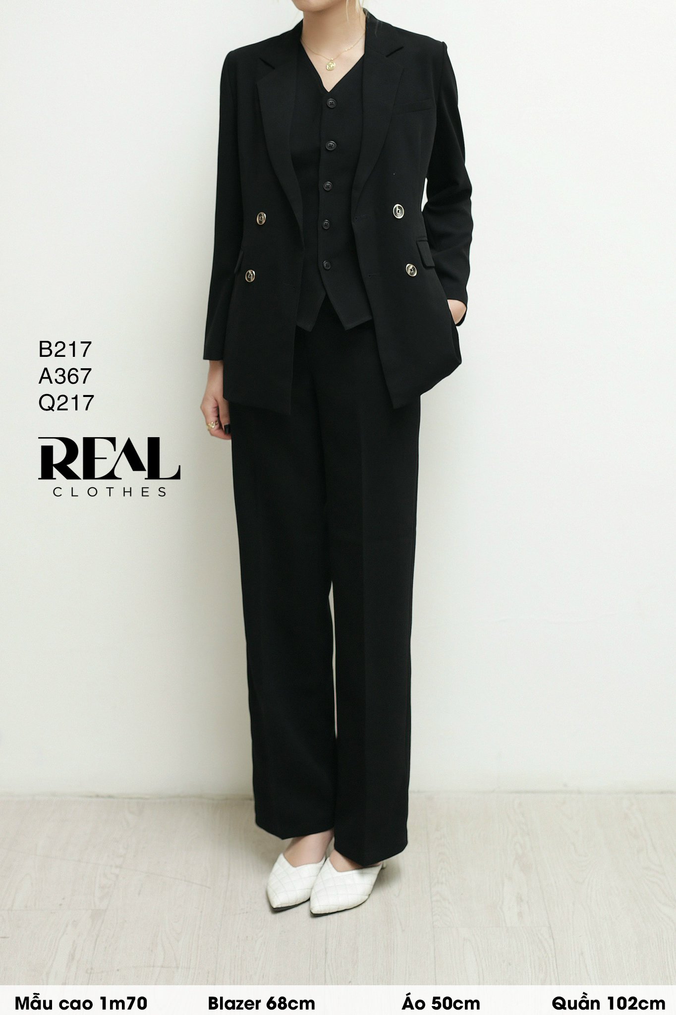 Áo kiểu ghile đen