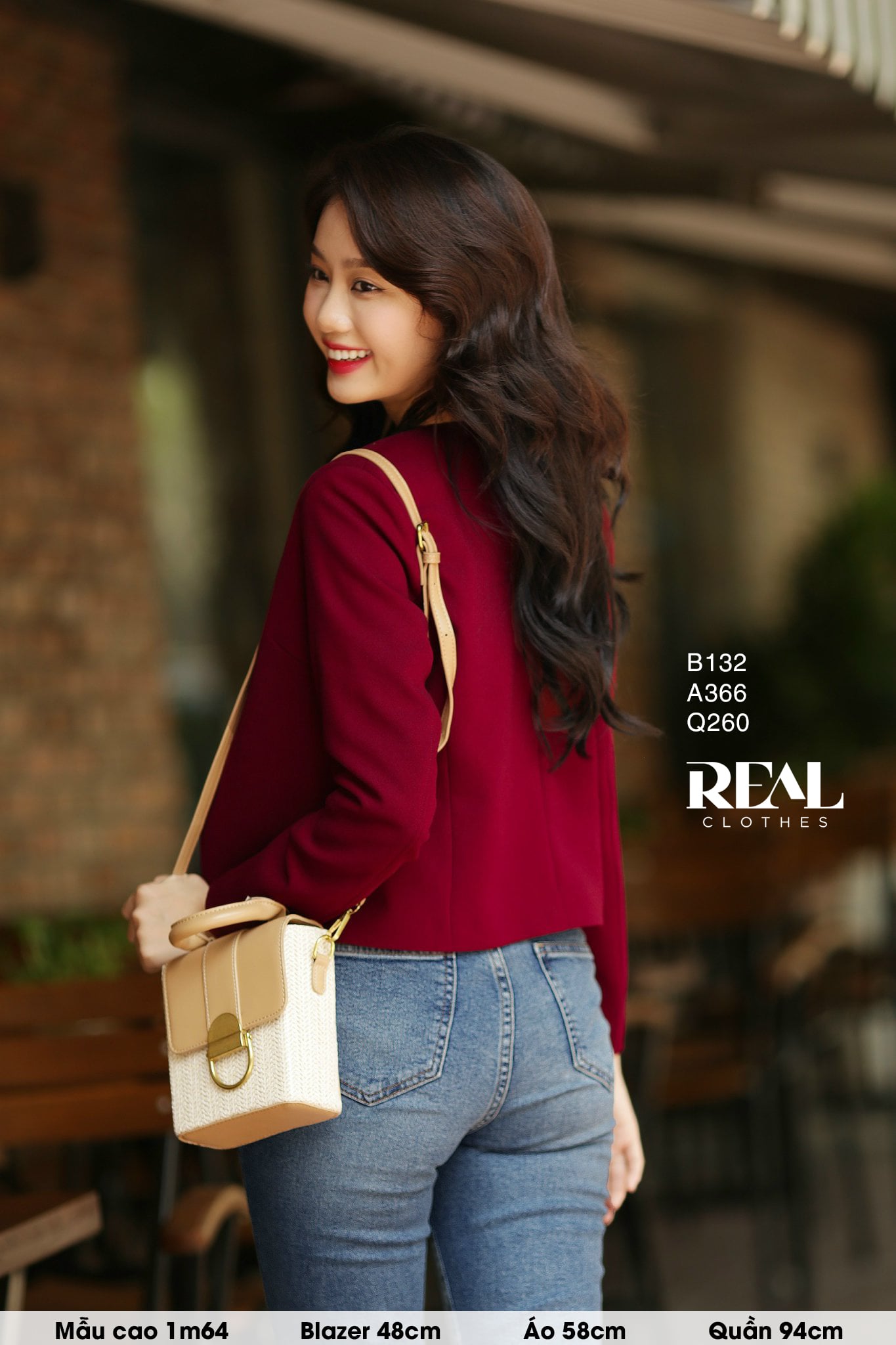 Blazer cổ tròn cindy đỏ