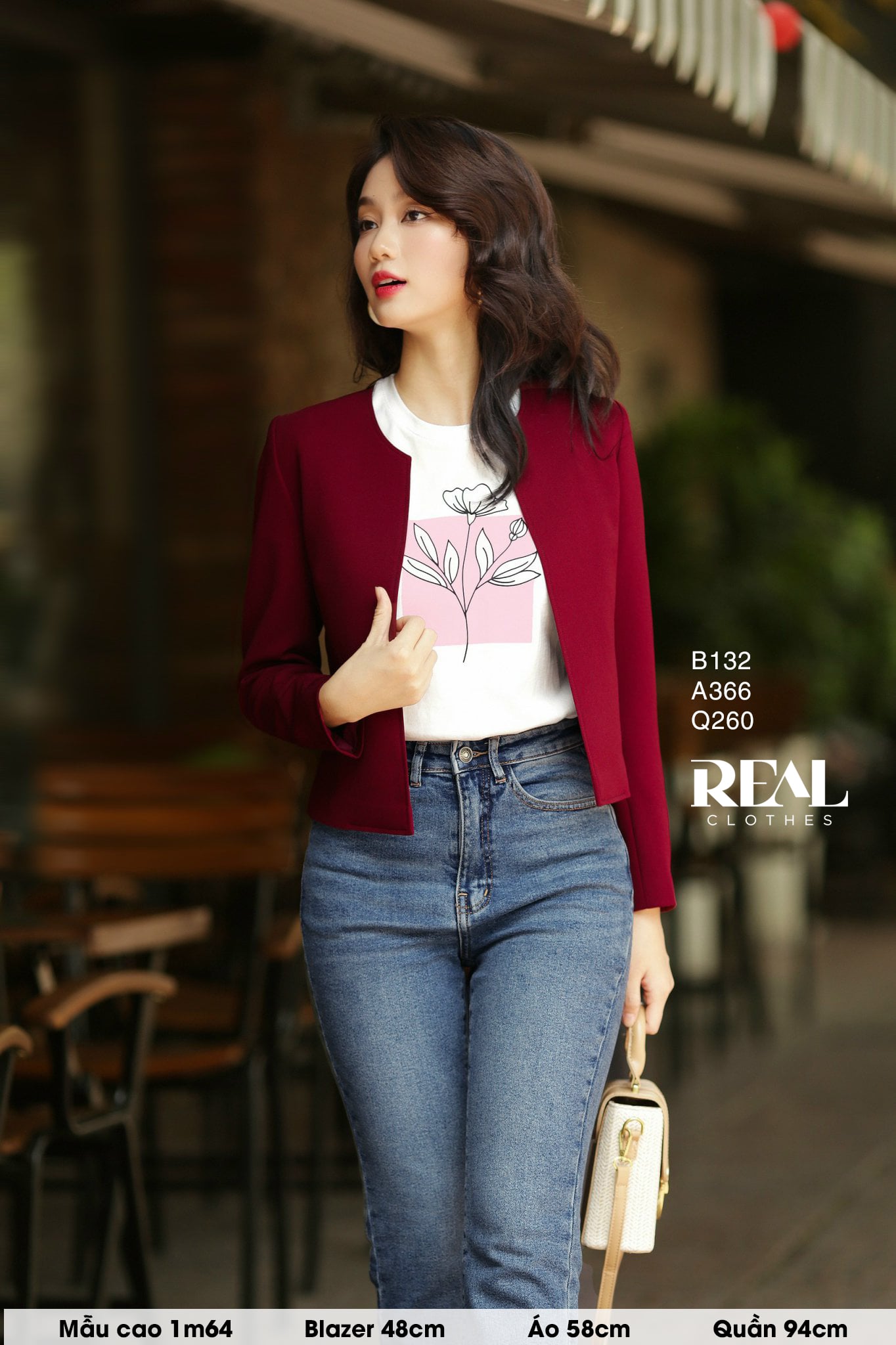 Blazer cổ tròn cindy đỏ