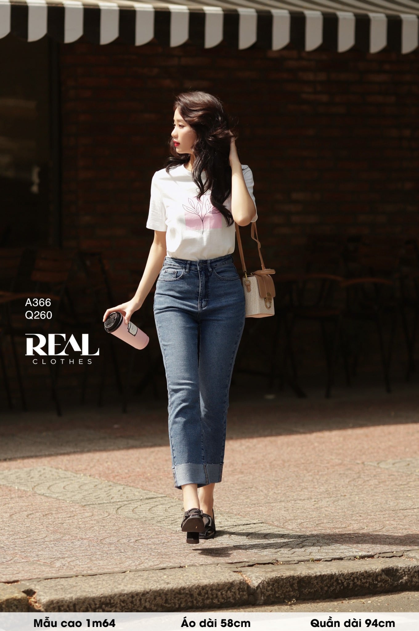 Quần Jeans lật lai xanh đậm - size XS