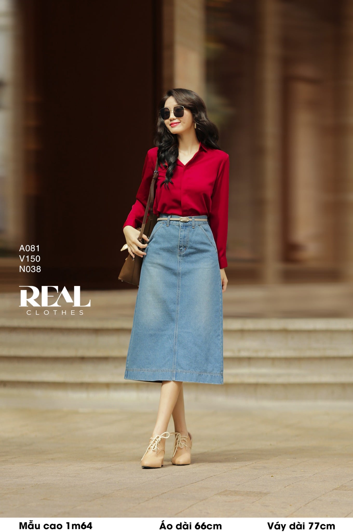 Sơ mi cổ mềm đỏ đô