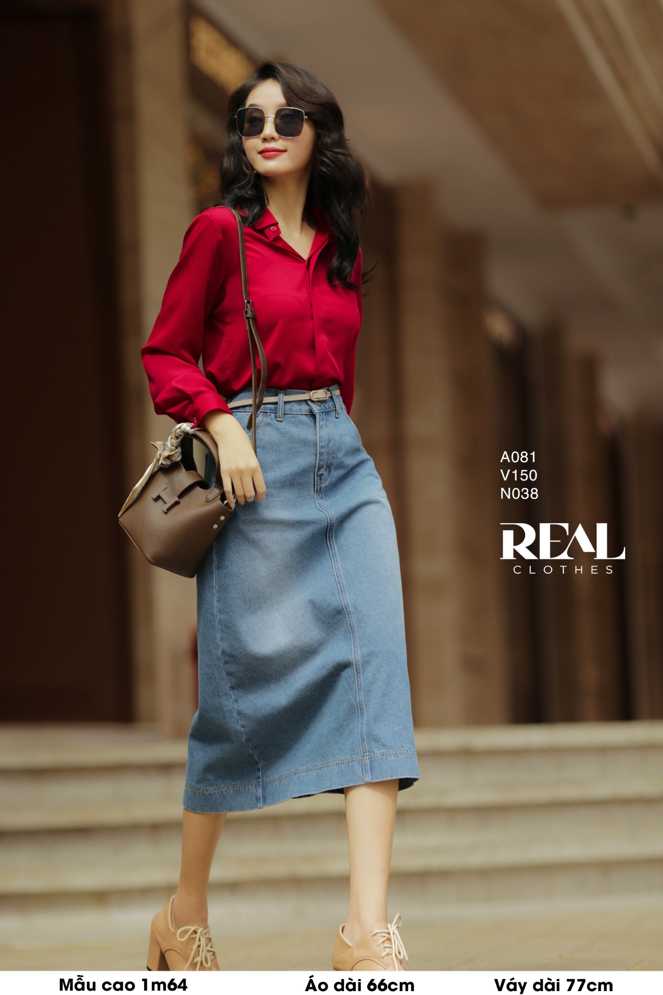 Sơ mi cổ mềm đỏ đô