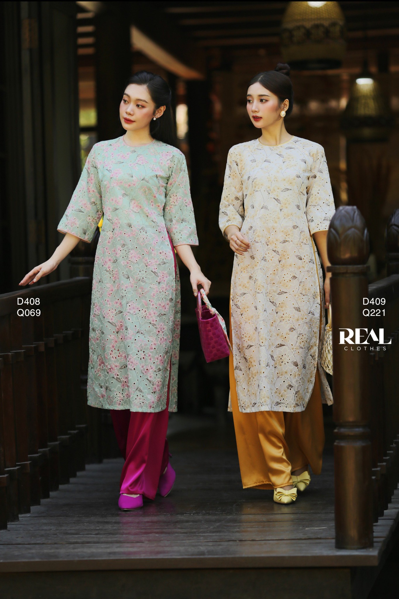 Áo dài cách tân thanh mai vàng LÓT