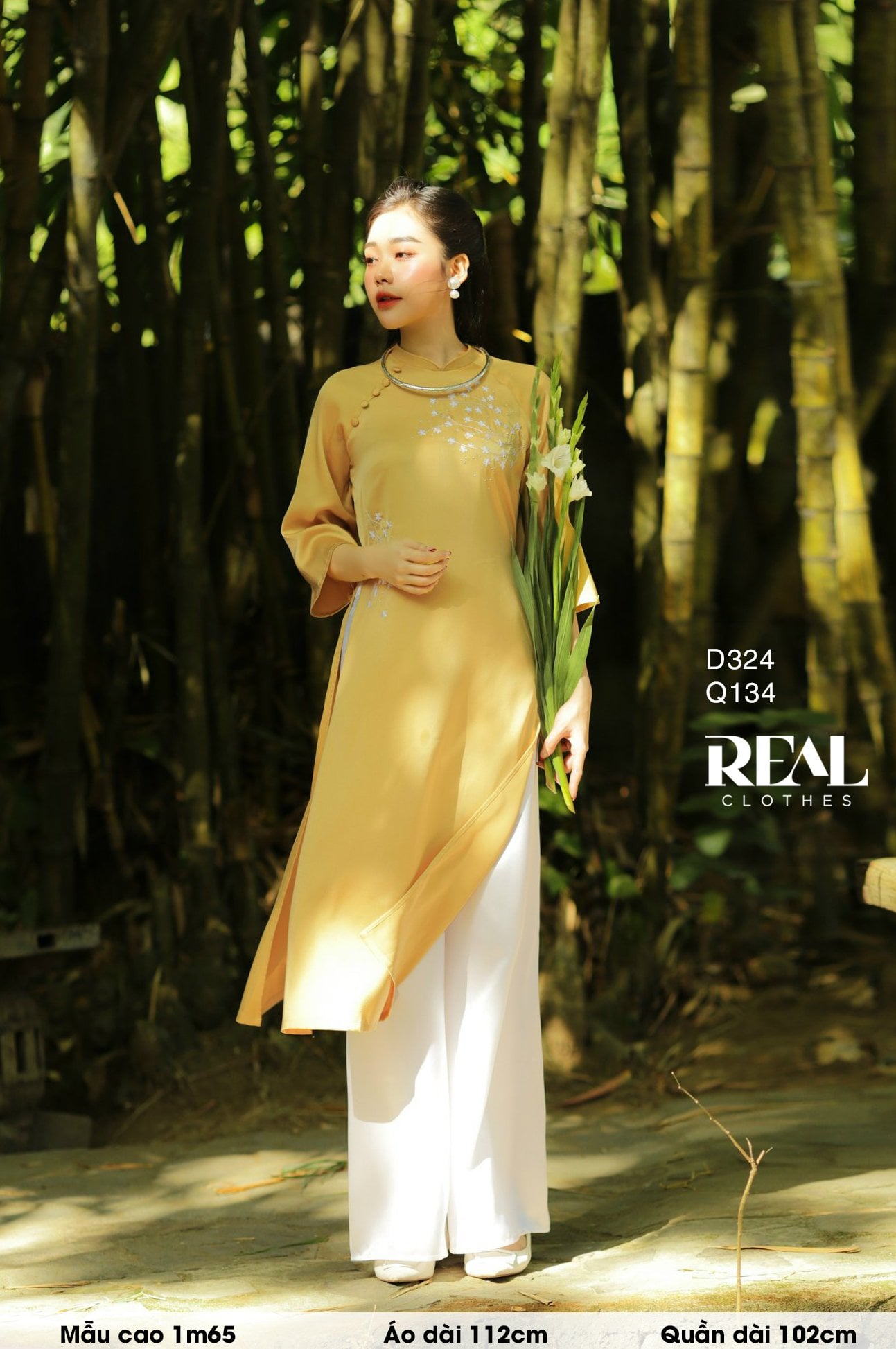 Áo dài cách tân vivi vàng