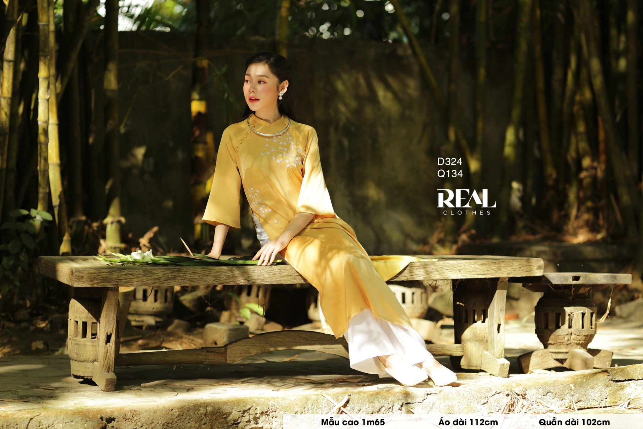 Áo dài cách tân vivi vàng