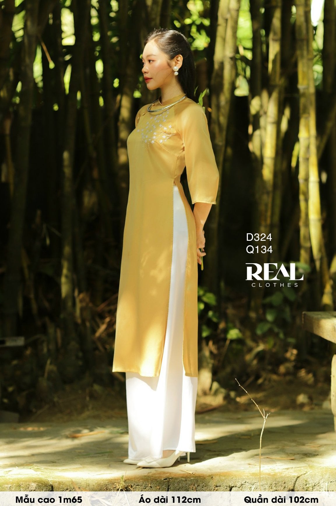 Áo dài cách tân vivi vàng