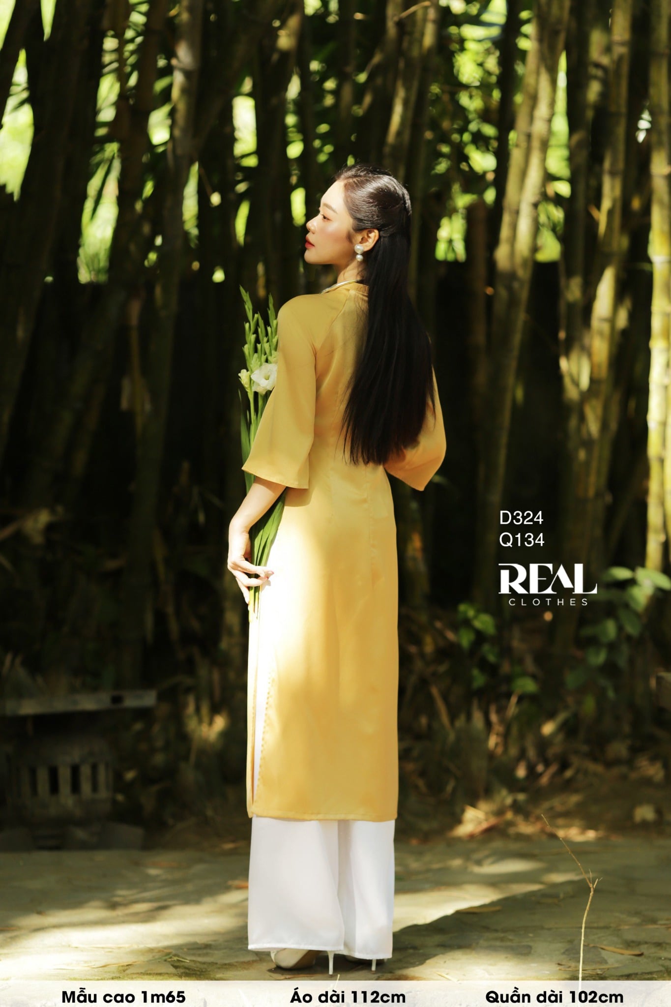 Áo dài cách tân vivi vàng