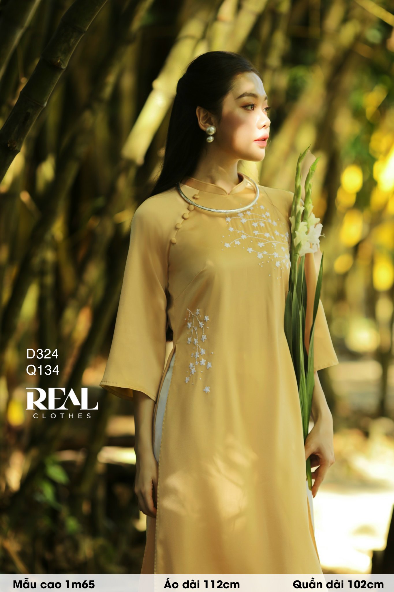 Áo dài cách tân vivi vàng
