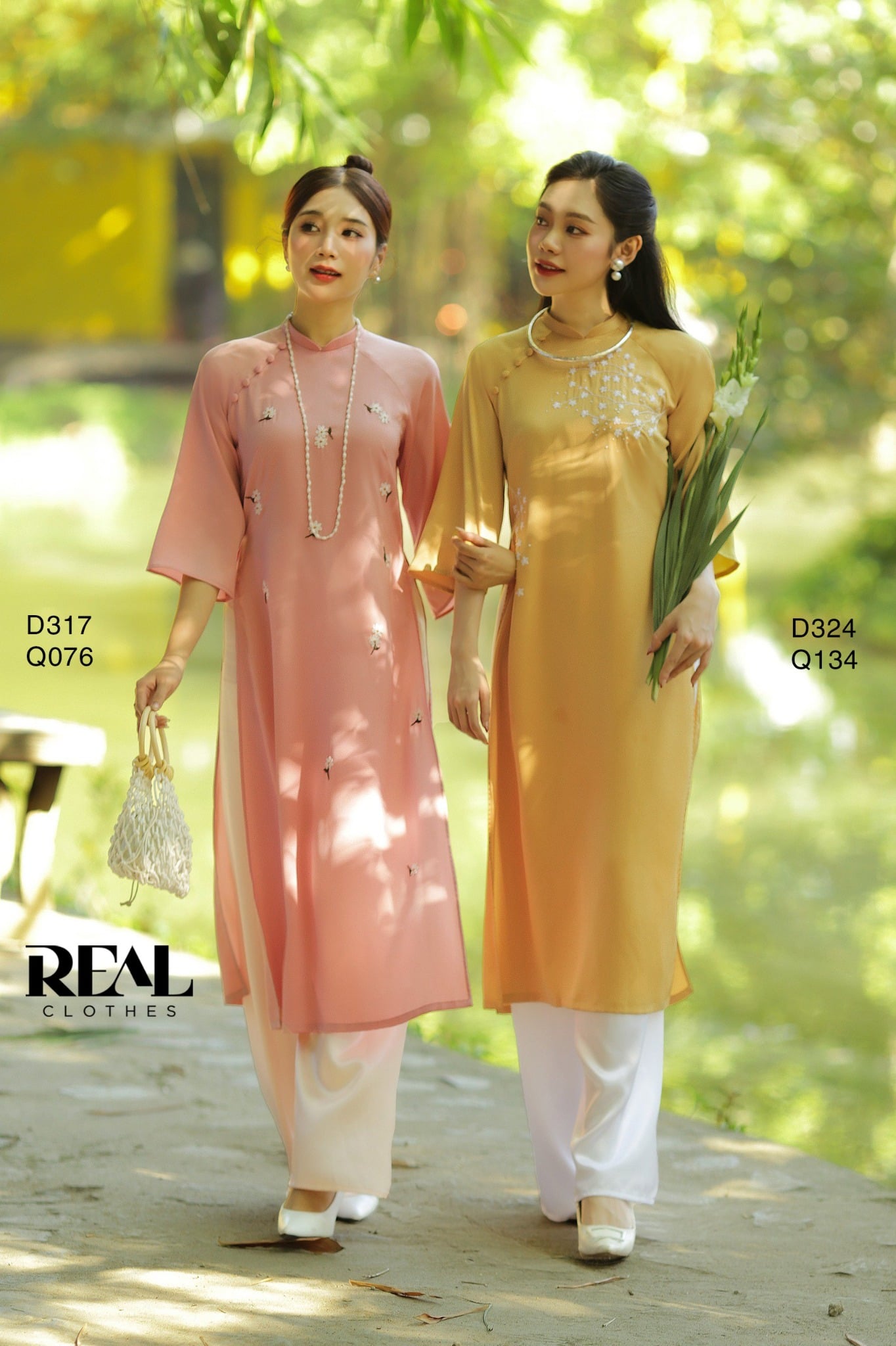 Áo dài cách tân Vivi hồng cam