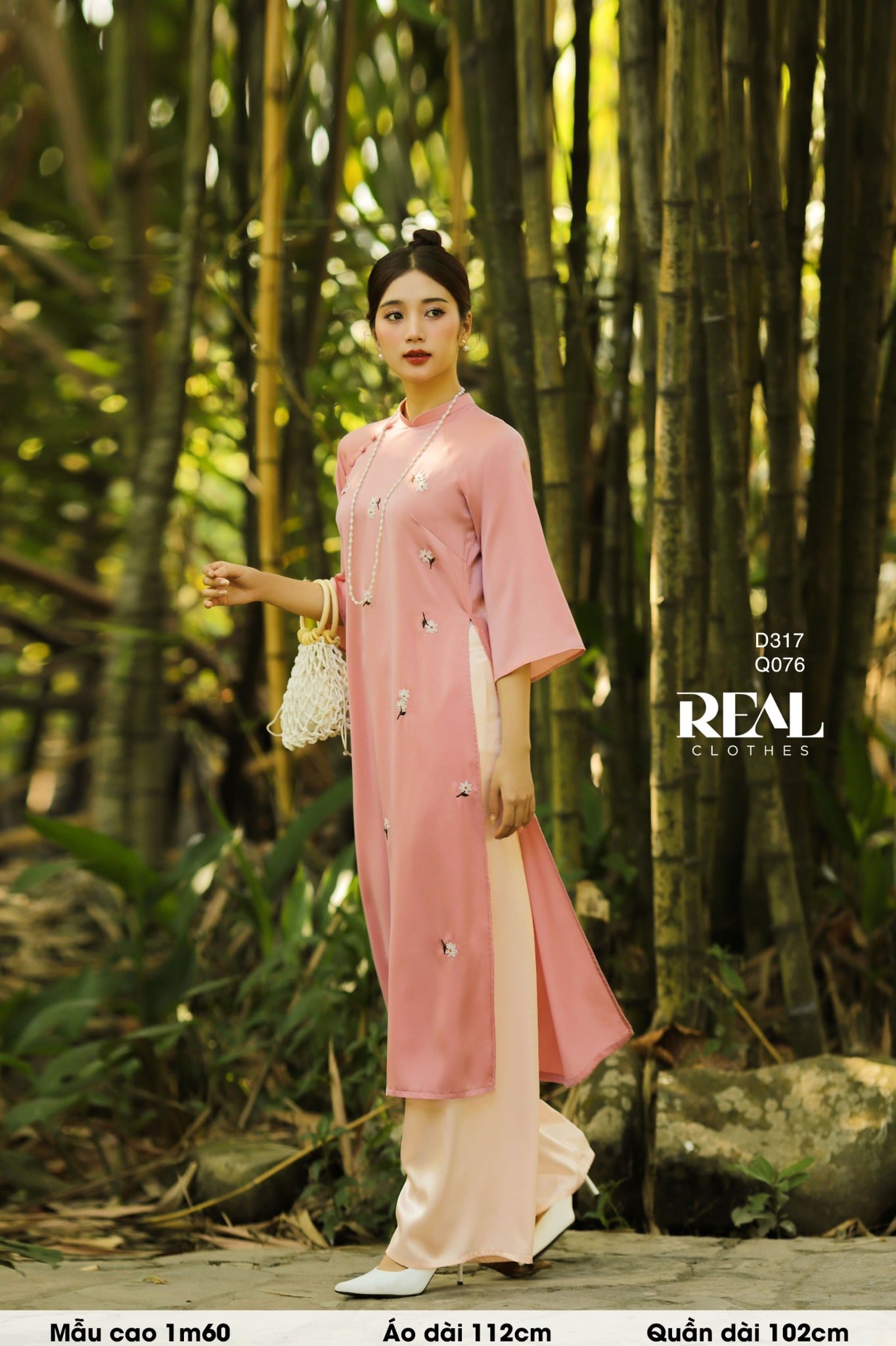 Áo dài cách tân Vivi hồng cam