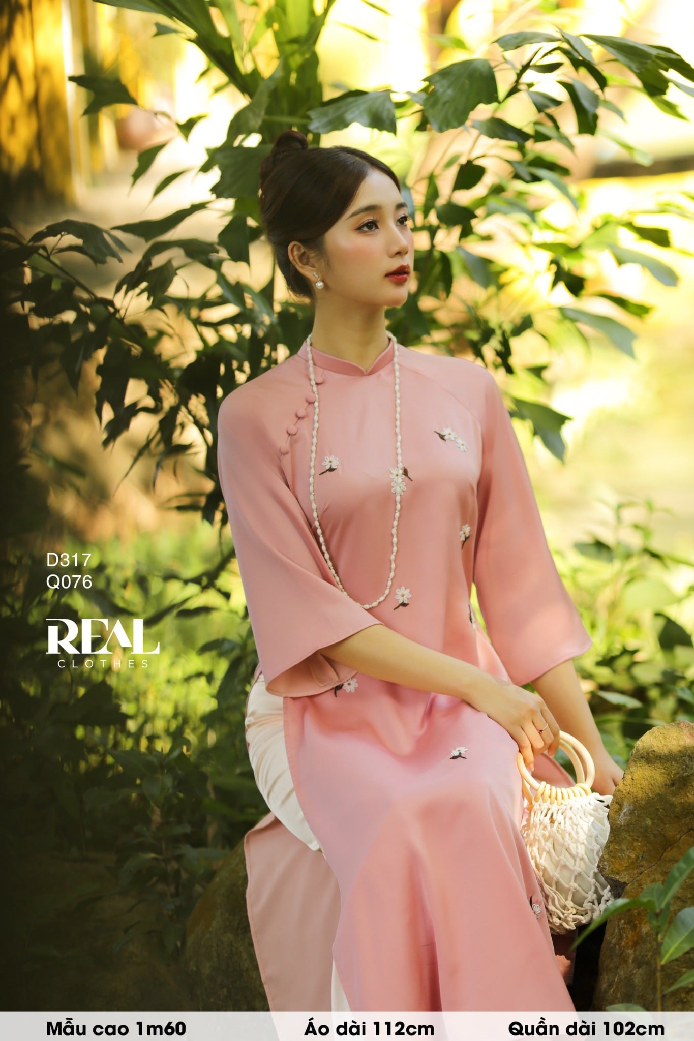 Áo dài cách tân Vivi hồng cam