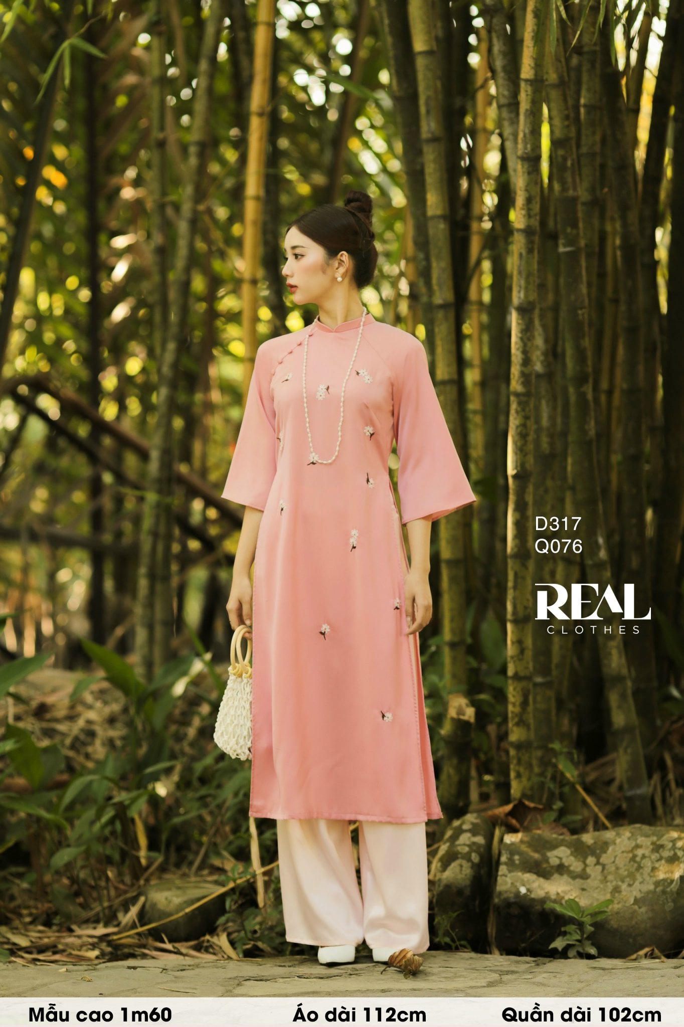 Áo dài cách tân Vivi hồng cam