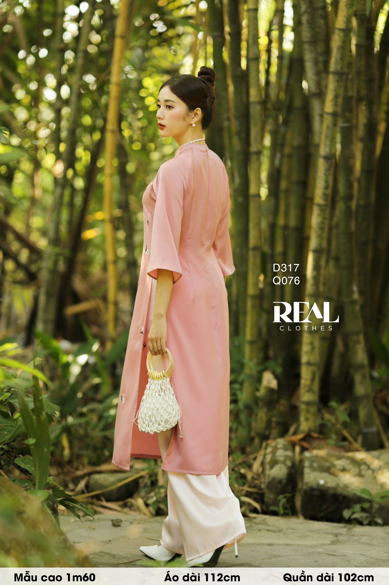 Áo dài cách tân Vivi hồng cam