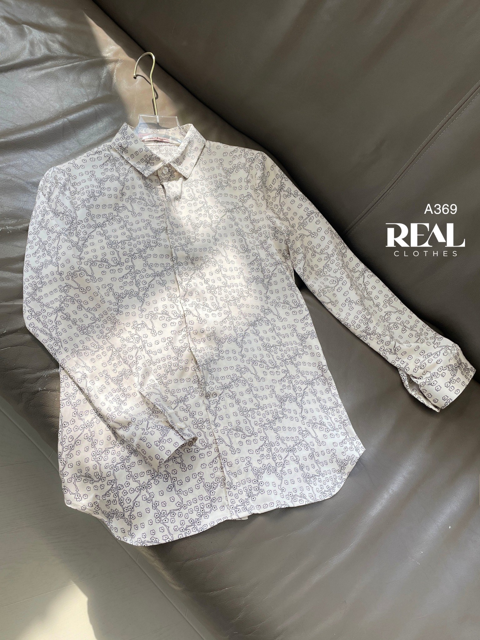 Sơ mi satin hoa kem