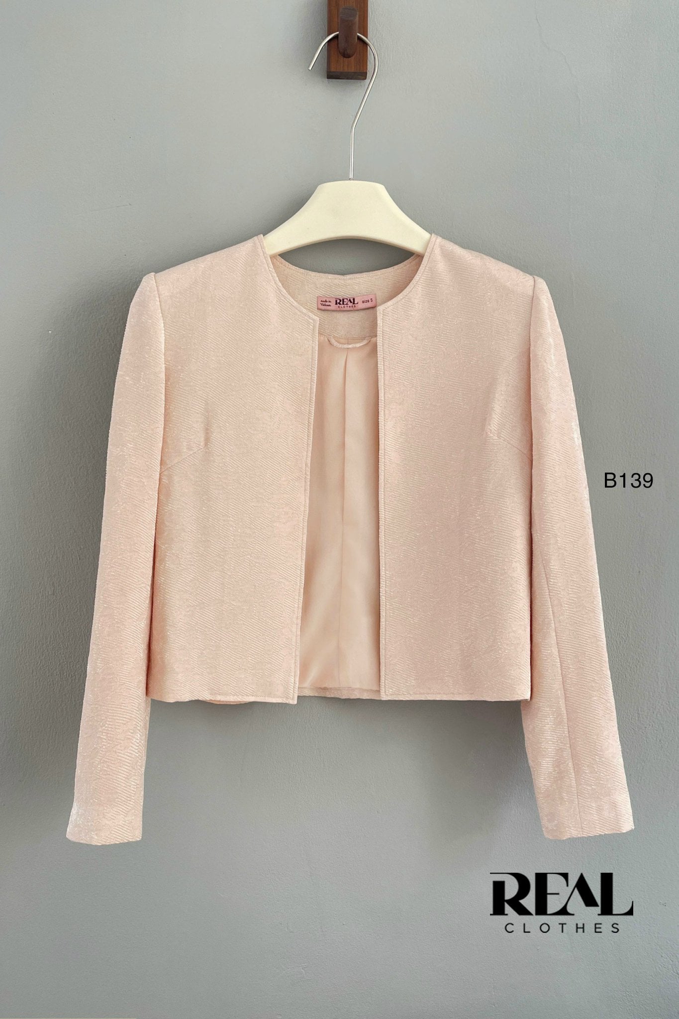 Blazer cổ tròn gấm cam SALE