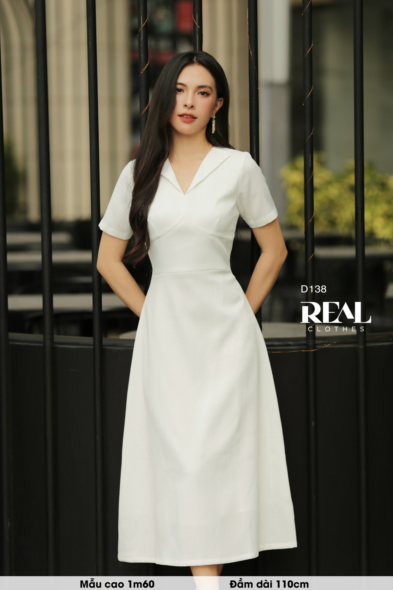 Đầm cúp ngực midi trắng